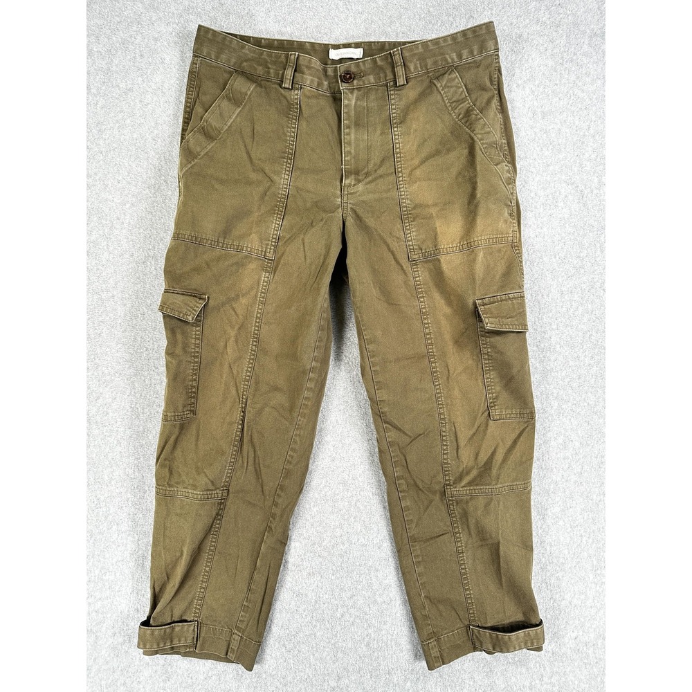 Outerknown Cargo Pants Womens Size 12 Green Organic Cotton Twill Stretch Utility